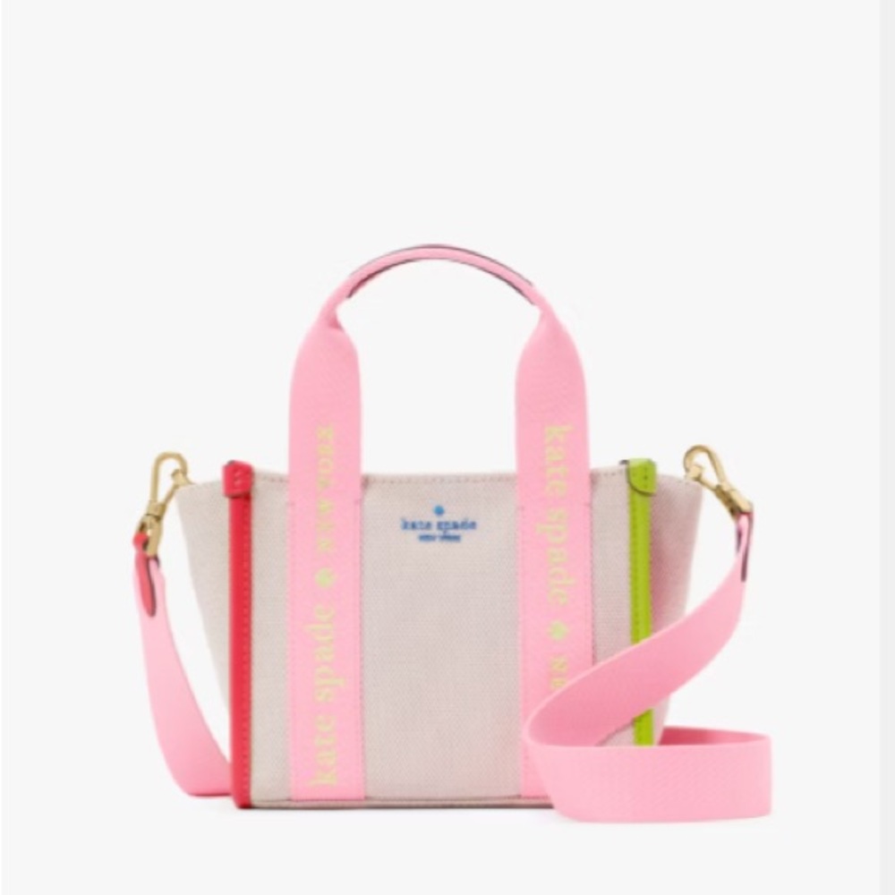 Kate Spade Pink and Green Tote Bag Macaron colors Kip Canvas Mini Tote